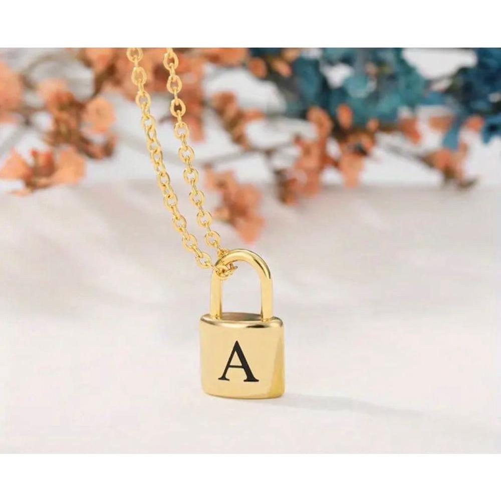 Unisex Unbranded One Size Gold Lock Pendant Necklace Stainless Steel